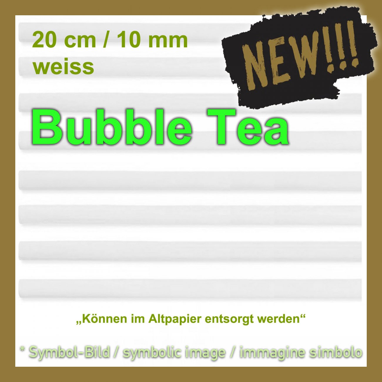 Papiertrinkhalme BIO BUBBLE TEA - 20 cm / 10 mm - Beutel 250 Stück